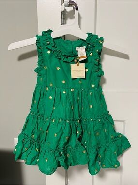 Christian Siriano Green Ruffle Dress with Gold Clovers